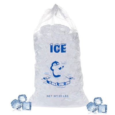 کیفیت  20lb LDPE Durable Plastic Ice Bags Heat seal With Drawstring Closure کارخانه