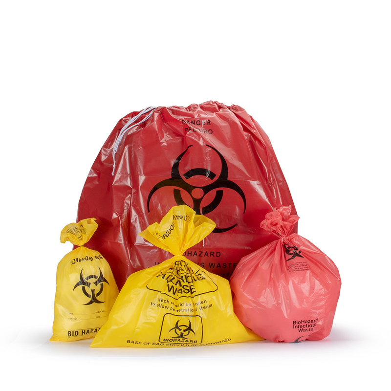 کیسه های پلاستیکی خطرناک اتوکلاو قرمز زرد برای کیسه زباله های بالینی بیمارستانی، کیسه زباله های پزشکی