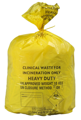 کالسکه بالینی زرد یکبار مصرف کیسه زباله عفونی LDPE / HDPE / MDPE